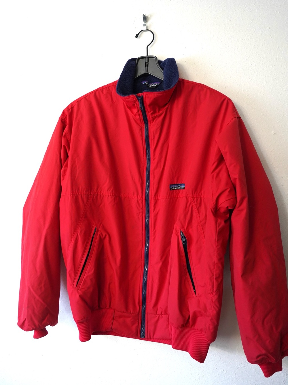 Vintage 90s Patagonia Fleece Lined Full Zip Track Jacket Sz L Made in USA Red